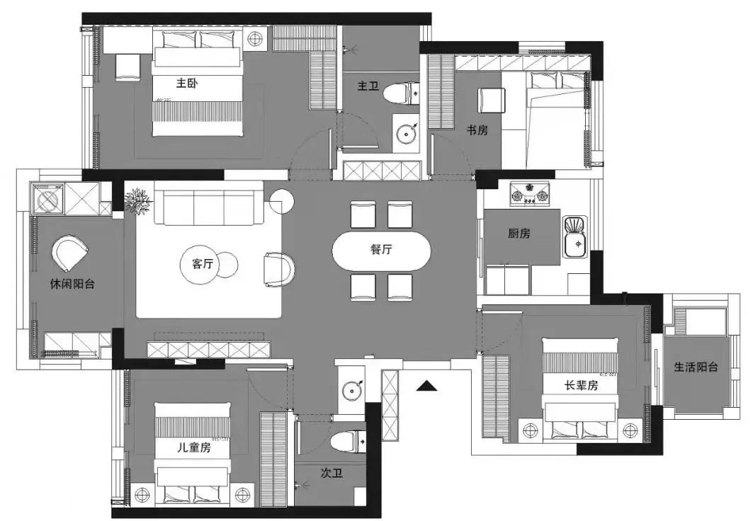 5人1喵年轻感住宅：亲子互动老人休闲，处处宝藏家具