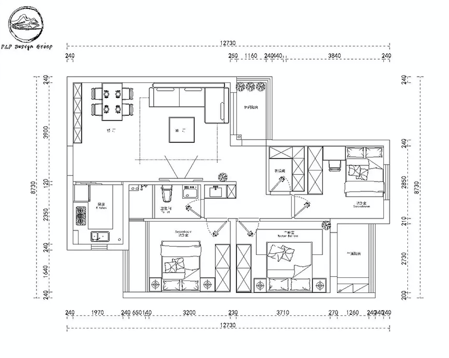 岛台厨房+衣帽间，这个143㎡现代工业风三居室可不简单