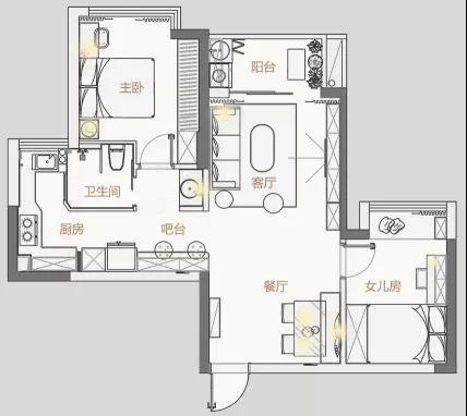 全屋收纳+卡座+吧台，我家72㎡小两居又美又飒